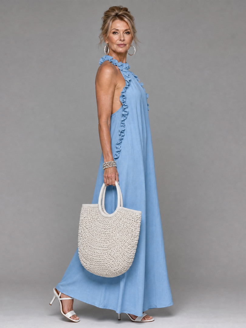 Giania | Sleeveless Ruffle Neck Maxi Dress