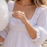 Laerina | Long Sleeve Square Neck Ruffle Trim Mini Dress
