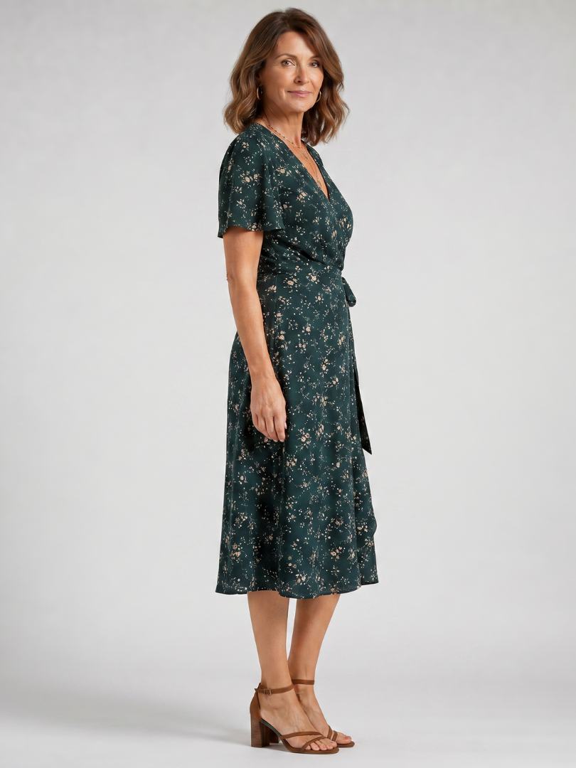 Dahrina | Floral Wrap Tie Midi Dress