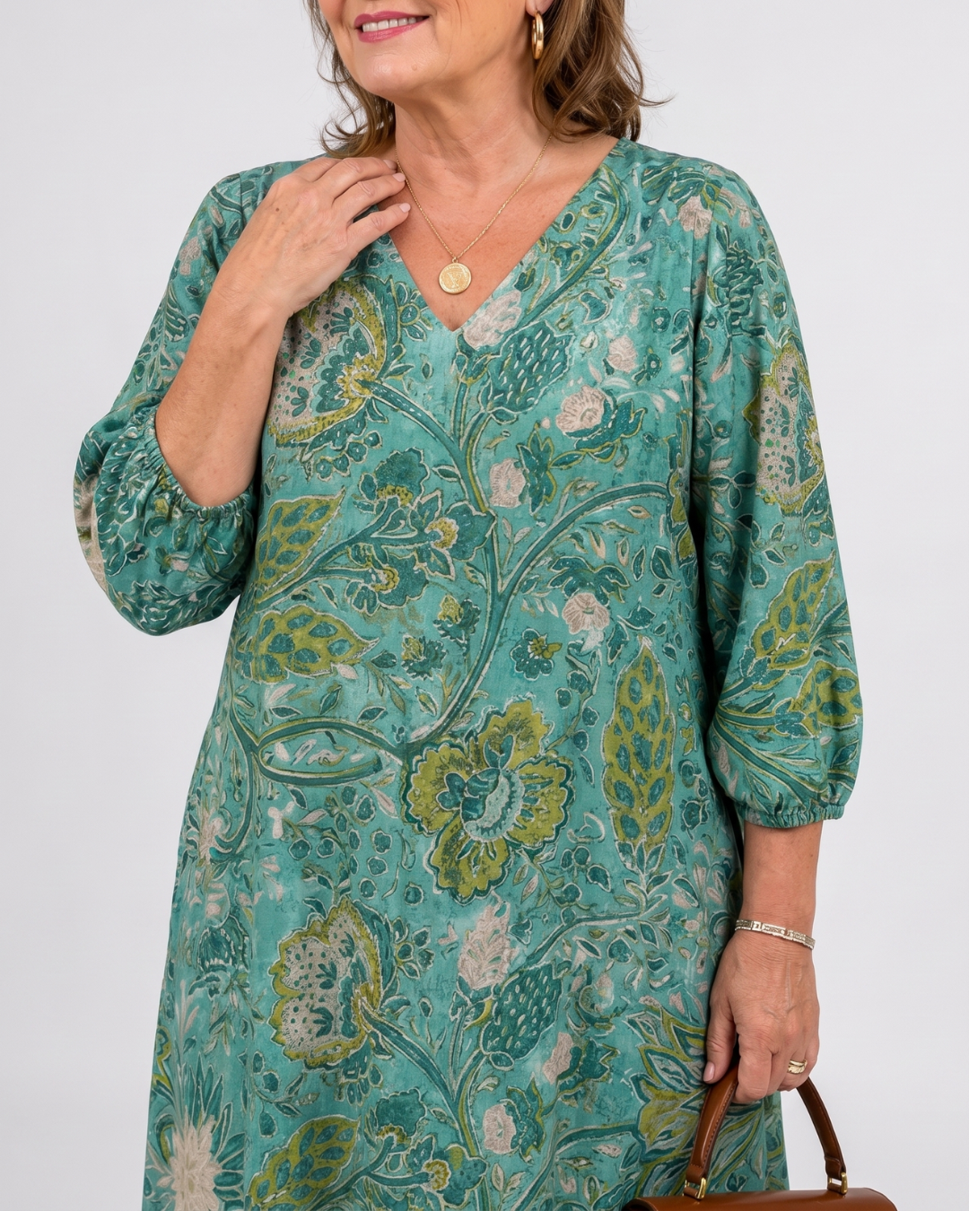 Corania | Botanical Vine Print Relaxed Pocket Midi Dress