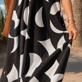 Verbeth | Abstract Print V Neck Flowing Midi Dress