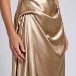 Celna | One Shoulder Draped Satin Midi Dress