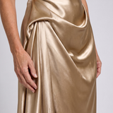 Celna | One Shoulder Draped Satin Midi Dress