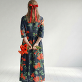 Theasette | Calm Drape Floral Midi Dress