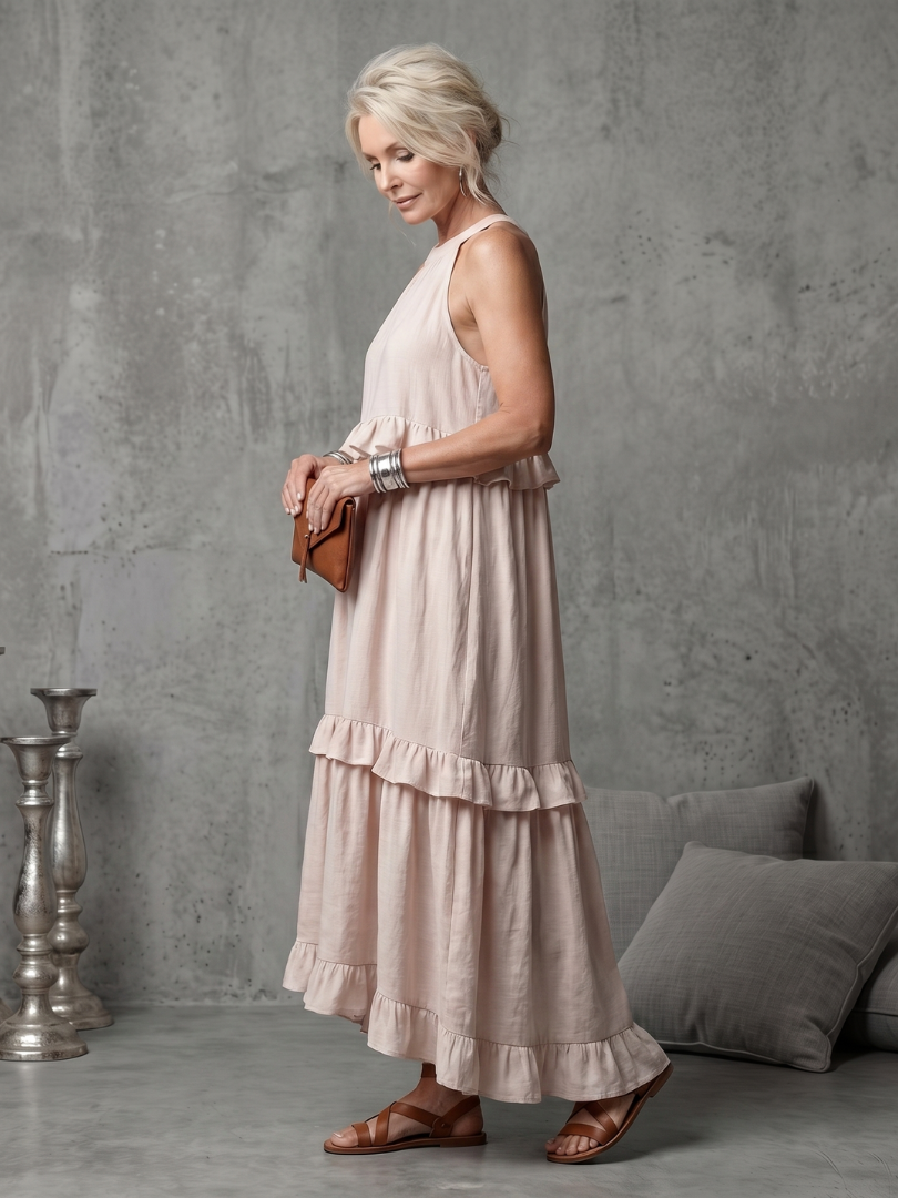 Vidassa | Tiered Ruffle Halter Maxi Dress