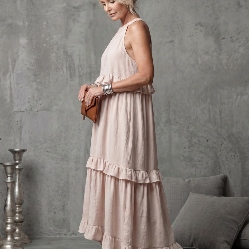 Vidassa | Tiered Ruffle Halter Maxi Dress