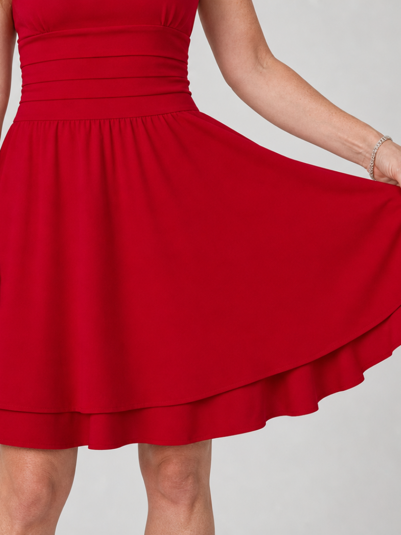 Tamsinlyn | Sleeveless Square Neck Flared Skirt Mini Dress