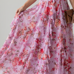 Liabeth | Halter Neck Ruched Bodice Floral Maxi Dress