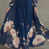Taliavia | Pleated Sheer Sleeves Maxi Dress