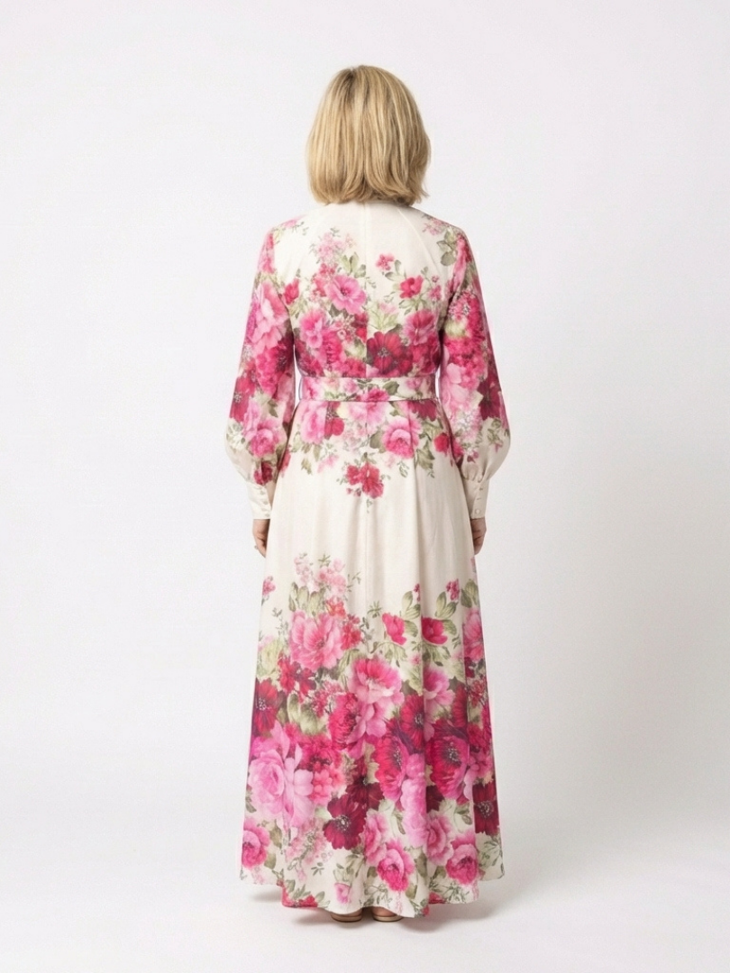 Hilassa | Long Sleeve Floral Belted Maxi Dress