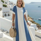 Gretarin | Short Sleeve Color Block Maxi Dress