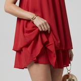 Marensia | High Neck Layered Chiffon Flared Hem Mini Dress