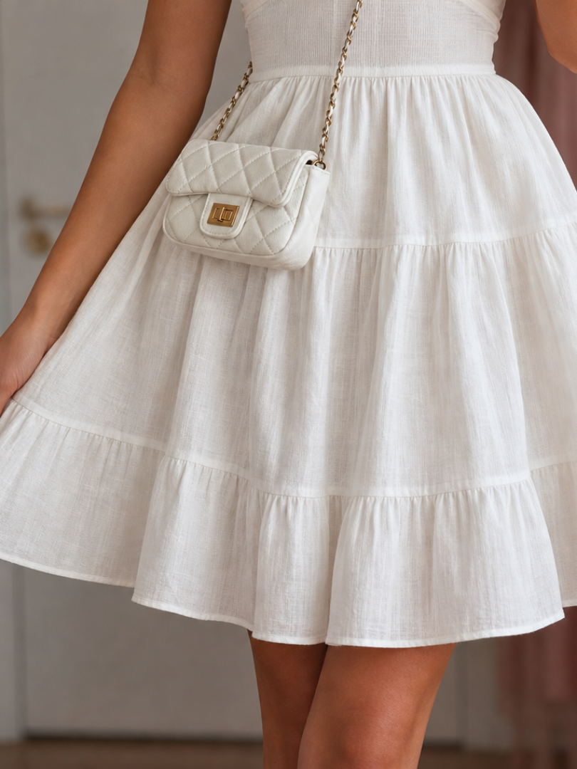 Selina | Spaghetti Strap Gathered Bodice Mini Dress