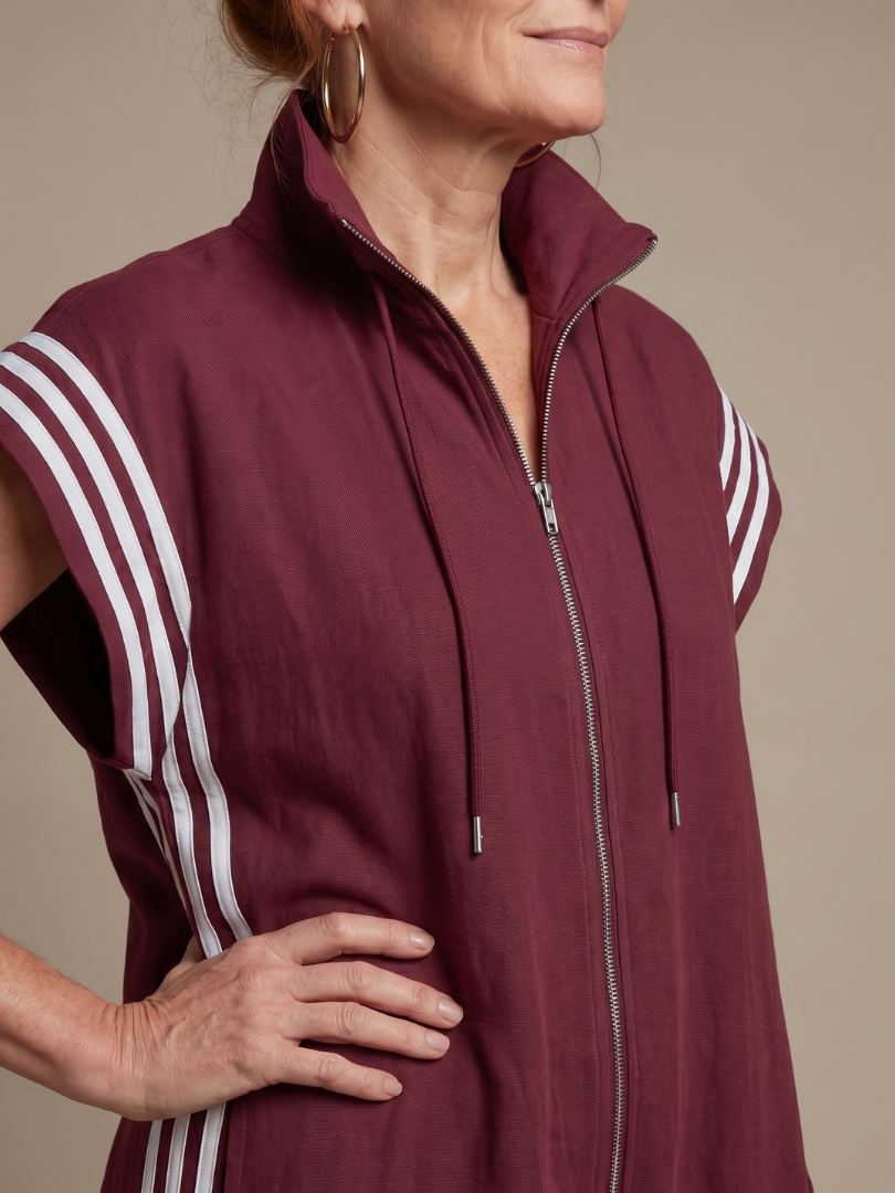 Mirania | Zip Front Stripe Panel Jumpsuit