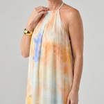 Larsette | Watercolor Halter Neck Flowing Maxi Dress