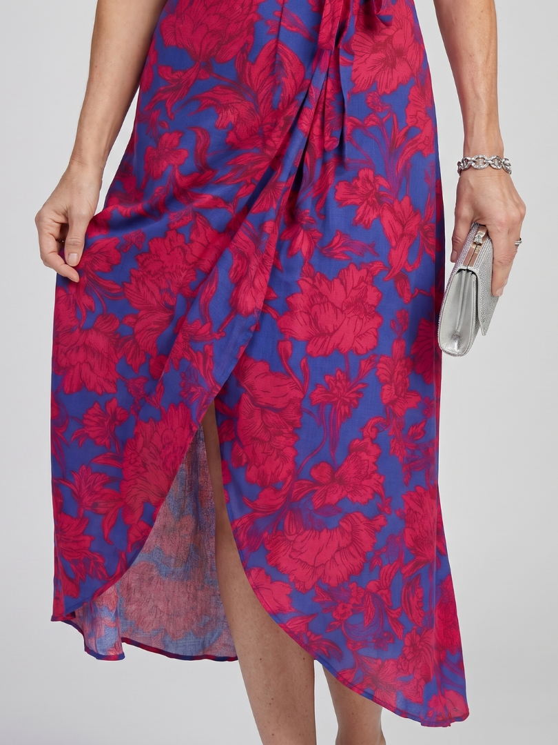 Romylora | Short Sleeve Floral Wrap Midi Dress