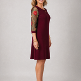 Casvia | Embroidered Mesh Sleeve Mini Dress