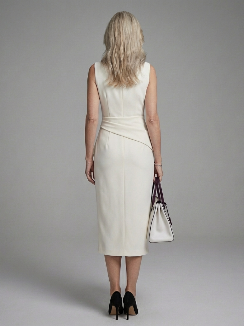 Vesnia | Sleeveless Asymmetric Draped Midi Dress