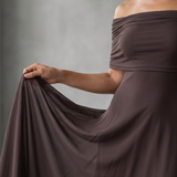 Vidabeth | Off Shoulder Draped Midi Dress