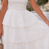 Halra | Strapless Smocked Bodice Midi Dress