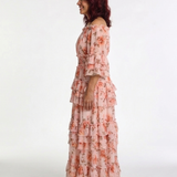 Kalsette | Off Shoulder Floral Ruffle Tiered Maxi Dress