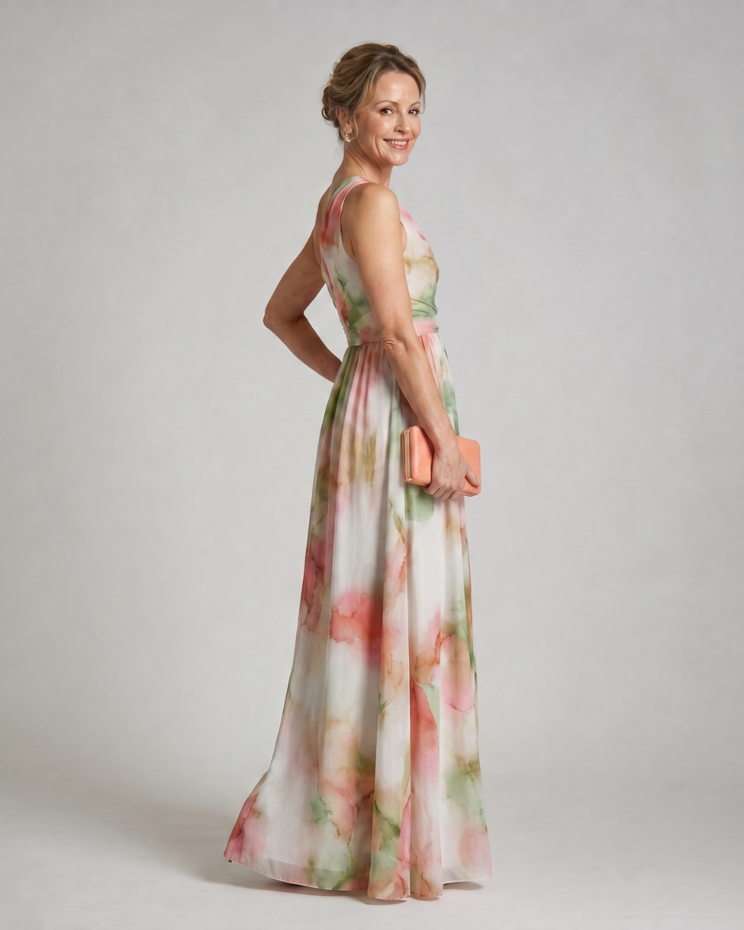 Linnla | Watercolor One Shoulder Flowing Maxi Dress
