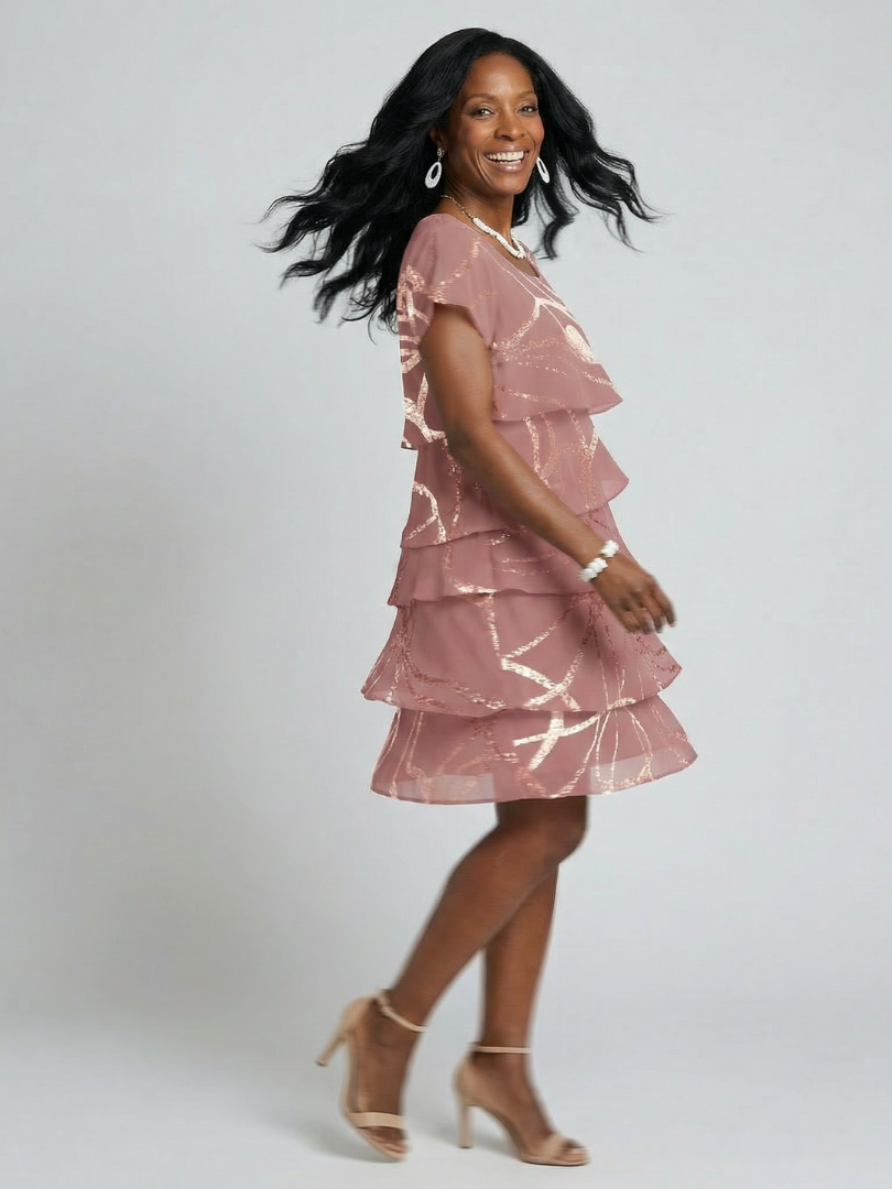 Veldra | Poised Abstract Knee Length Dress