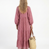 Celwyn | Geometric Print Long Sleeve Midi Dress