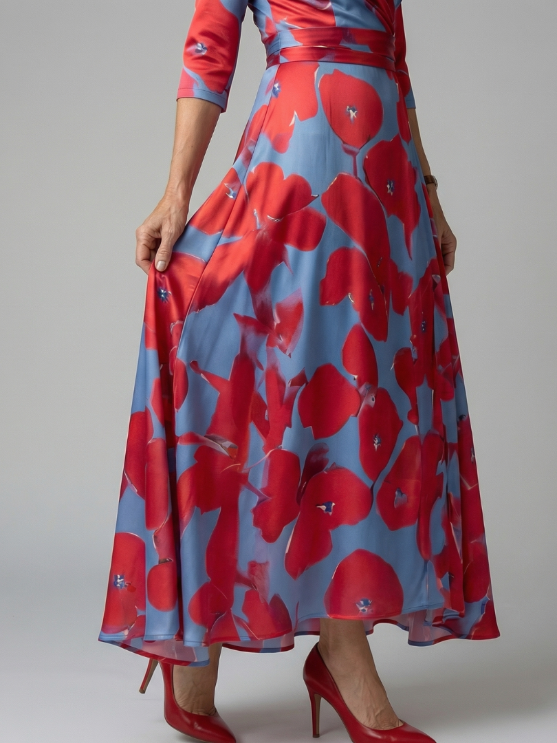 Liasette | Cross Wrap Neck Midi Dress
