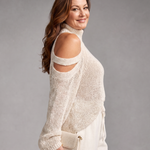 Perthea | Cold Shoulder Knit Sweater Wide Leg Pants Set
