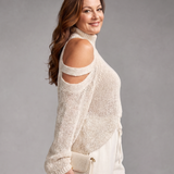 Perthea | Cold Shoulder Knit Sweater Wide Leg Pants Set