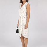 Romila | Sleeveless Printed Wrap Knee Length Dress