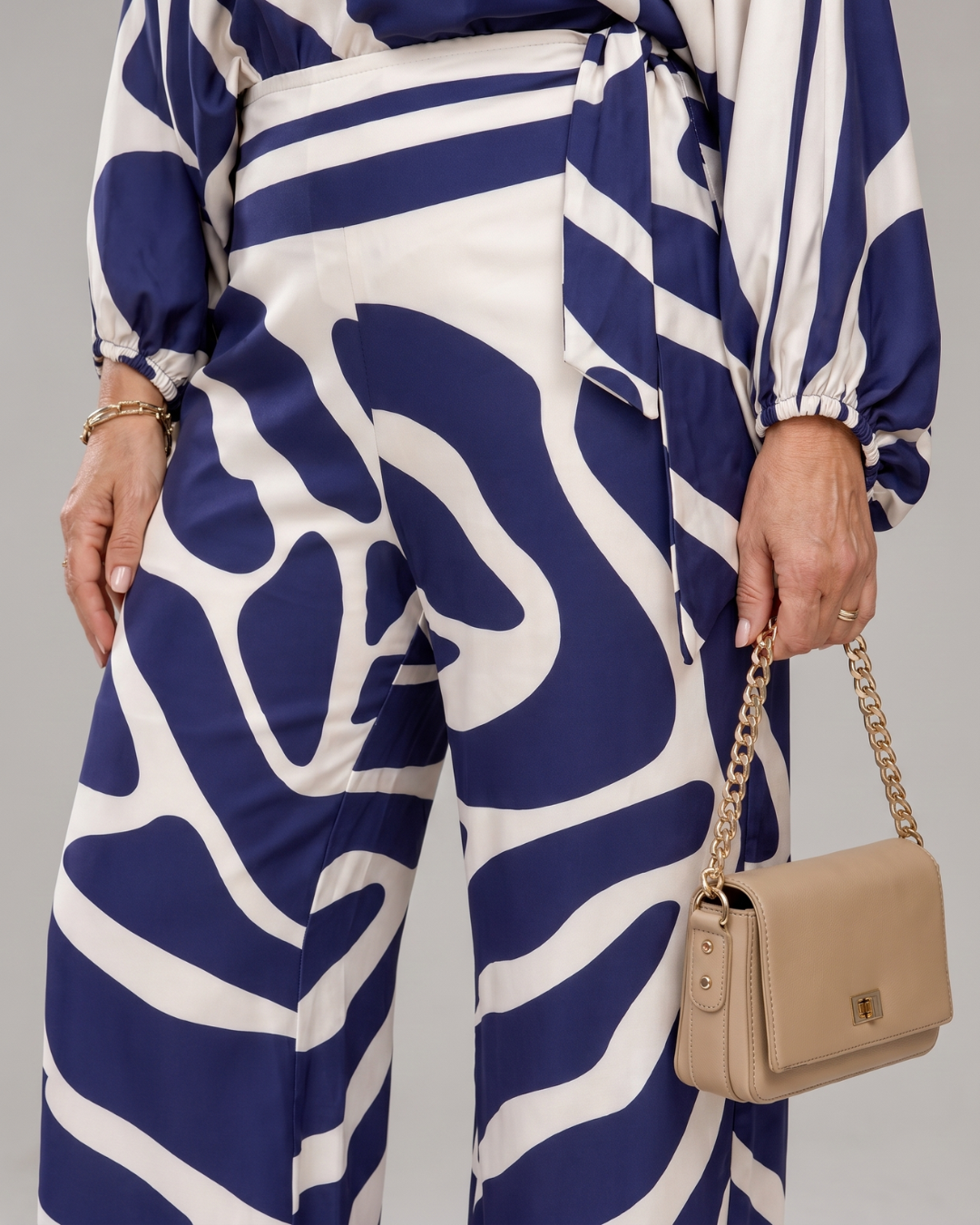 Romyna | Abstract Print Off Shoulder Top And Wide Leg Pants Set