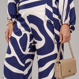 Romyna | Abstract Print Off Shoulder Top And Wide Leg Pants Set