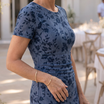 Celwen | Short Sleeve Crew Neck Midi Dress