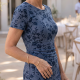 Celwen | Short Sleeve Crew Neck Midi Dress