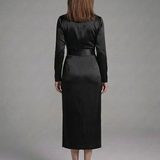 Corassa | Long Sleeve Wrap Tie Midi Dress