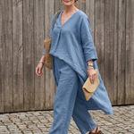 Penwynne | Loose Tunic Top Wide Leg Pant Set