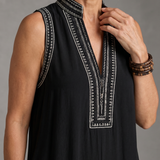 Zarbelle | Embroidered V Neck Sleeveless Wide Leg Jumpsuit