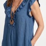 Briabeth | Ruffle Trim Sleeveless Neck Midi Dress