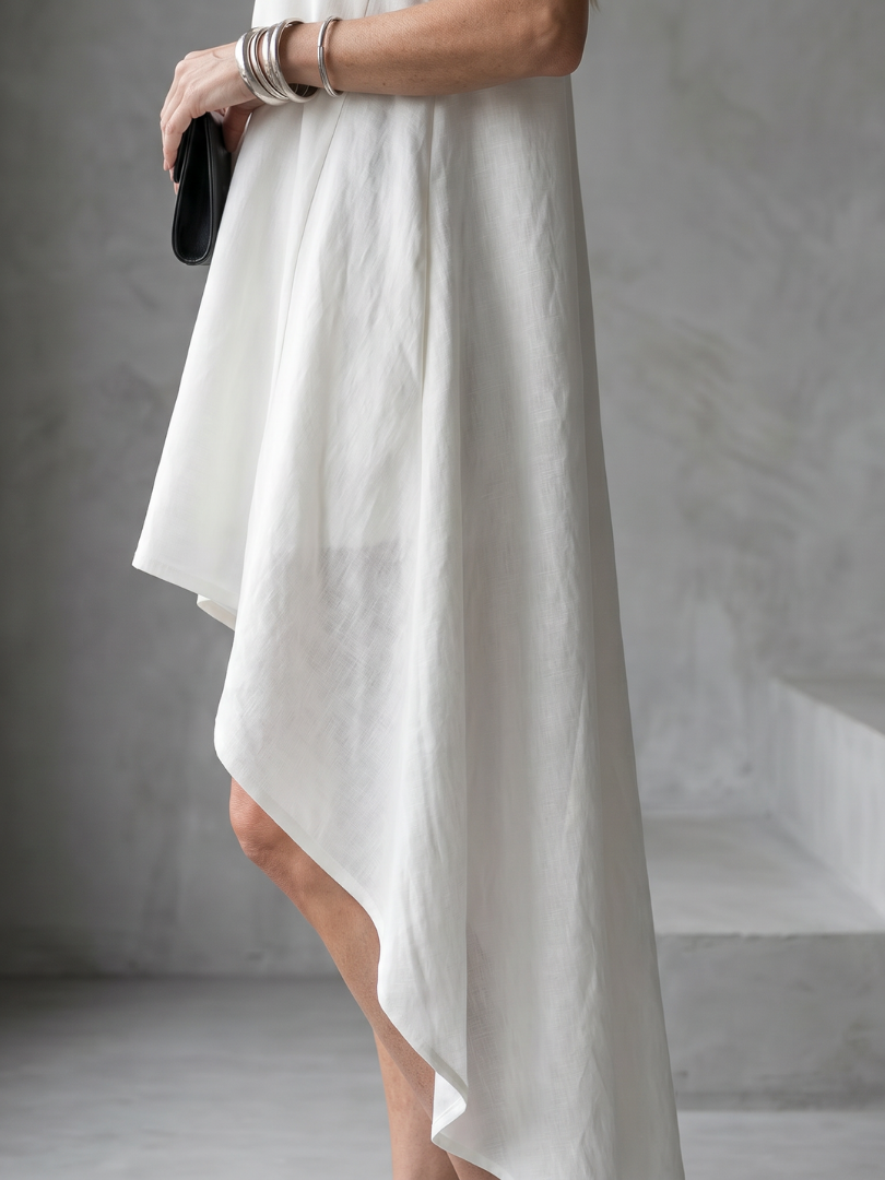 Talnia | Sleeveless High Low Flowing Shape Midi Dress