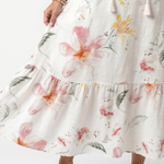 Pennia | Soft Floral Tiered Tassel Midi Dress