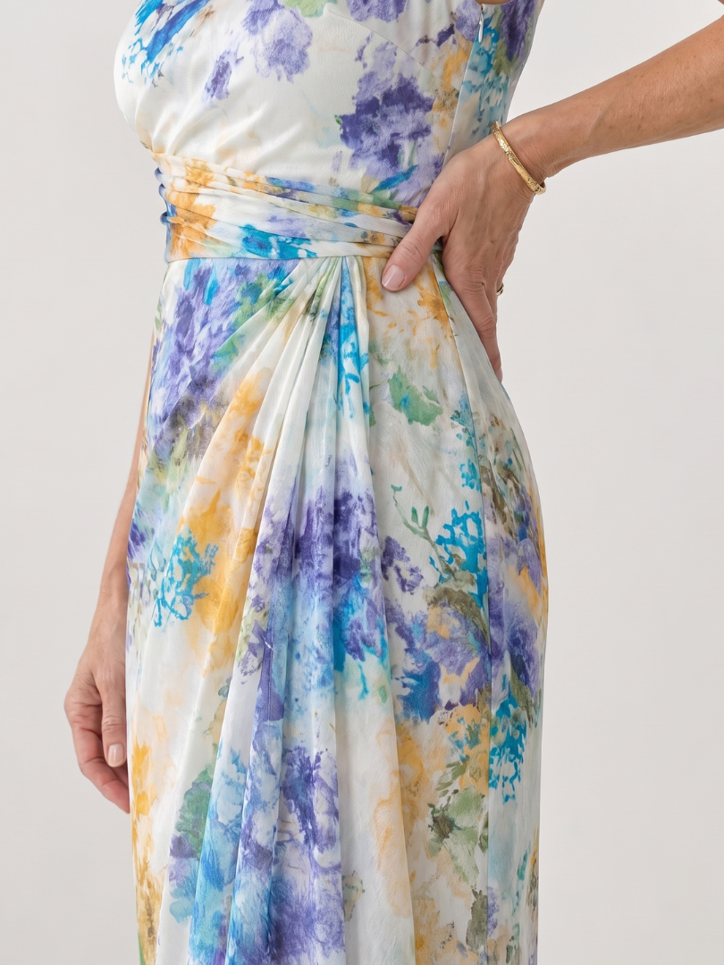 Thalrose | One Shoulder Floral Print Midi Dress