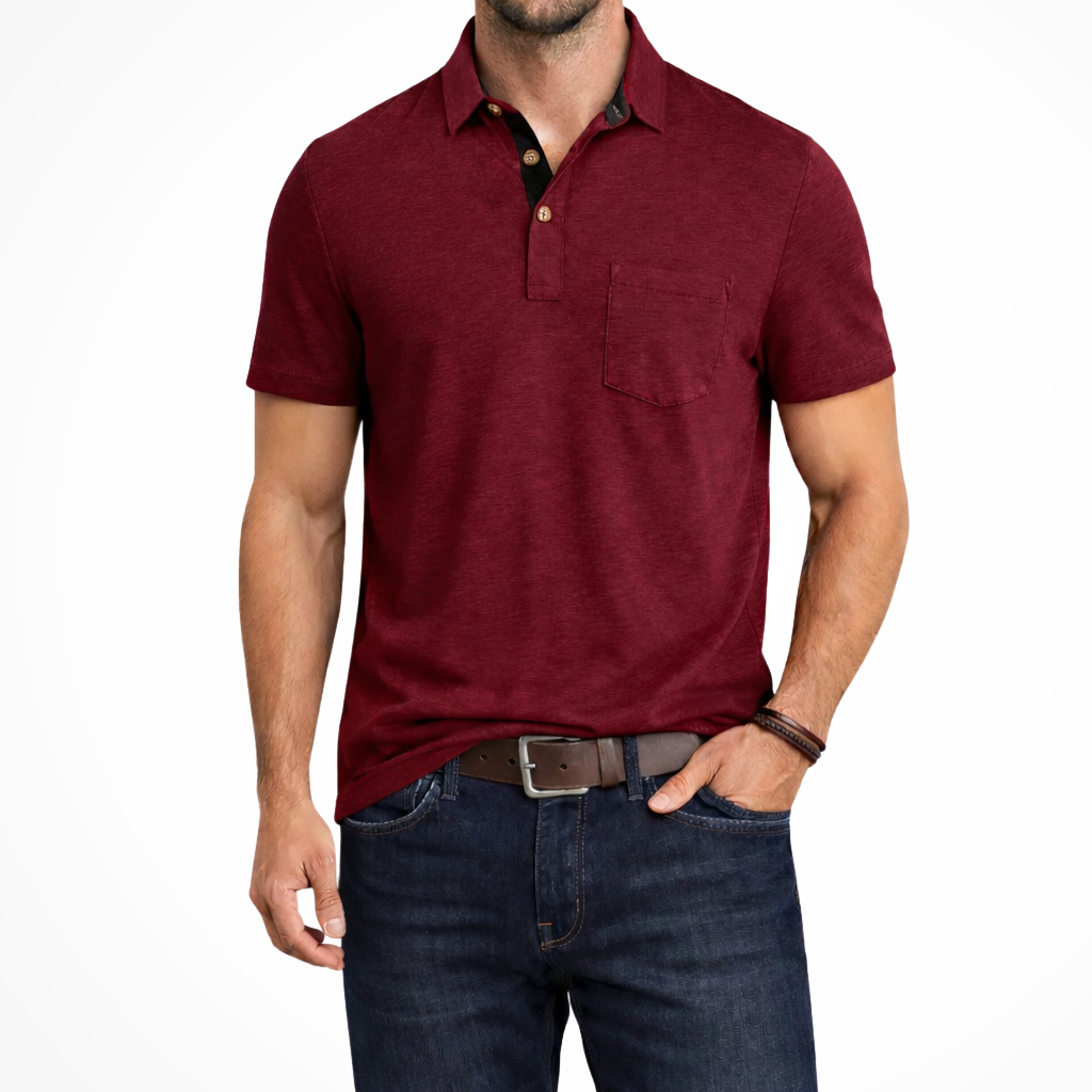Joey | Men Contrast Collar Short Sleeve Polo Shirt with Pocket