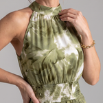 Fionia | Gathered Waist Abstract Print Midi Dress