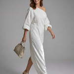 Pruwen | One Shoulder Draped Maxi Dress