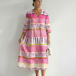 Zarnia | Easy Flow Patterned Stripe Midi Dress