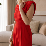 Temlyn | Draped Shoulder Tailored Wide Leg Jumpsuit