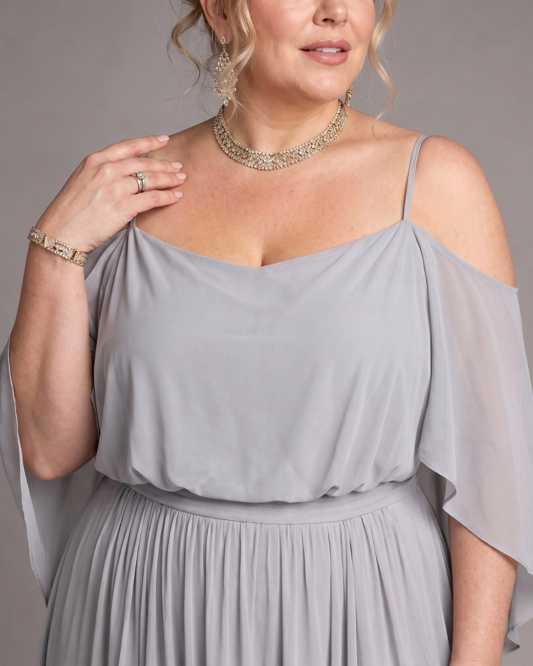 Vesbelle | Cold Shoulder Top And Flowing Maxi Skirt Set