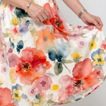 Linnlyn | Floral Print Short Sleeve V Neck Midi Dress